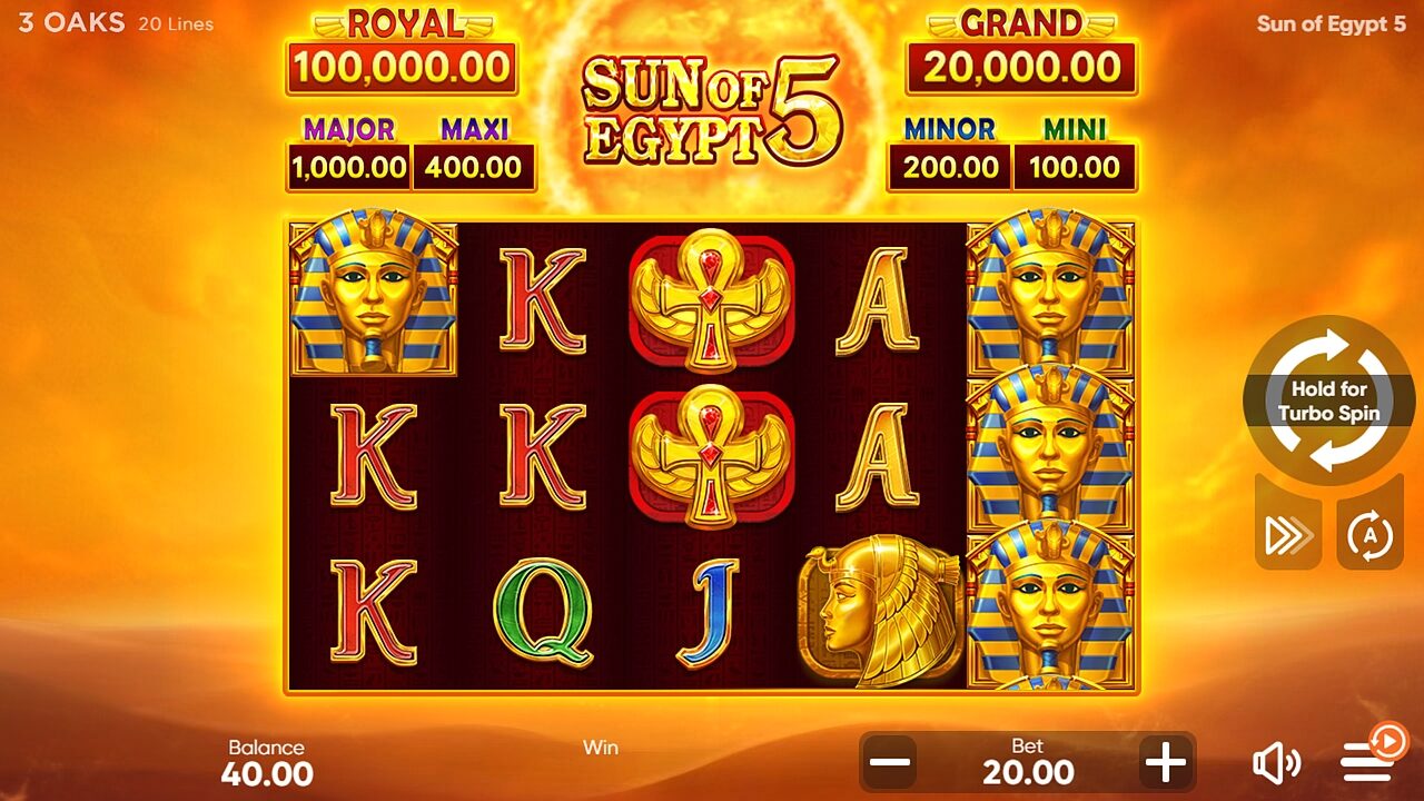Sun of Egypt 5: het basisspel met twintig winlijnen